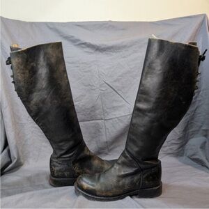 Bed Stu Rustic Black Manchester II Tall Distressed Lace Up Leather Boots Size 8